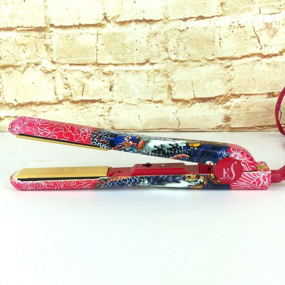 HerStyler Tattoo Flat Iron 1” Red Ceramic Hair Straightener Dual Voltage Y2K - Picture 4 of 14